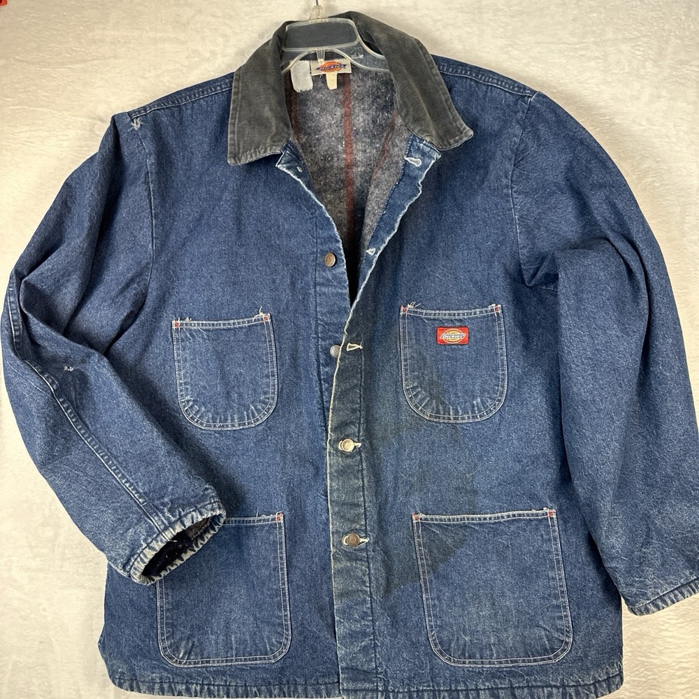 VTG 90s Dickies Blanket Flannel Lined Chore Work Jacket Size XL See Pic